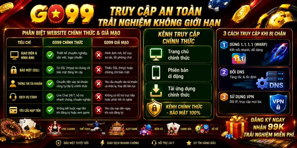 Trang Chủ GO99 13 Cảnh Báo Link Giả Mạo & Cách Truy Cập GO99 Không Bị Chặn